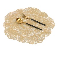 Sets de Table en plastique doré, métalliques irréguliers, résistants à la chaleur, ronds en PVC, tapis de Table