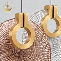 Lustre moderne en verre coloré, luminaire suspendu rond artistique, lampe suspendue dorée pour hall d'hôtel, restaurant, salon