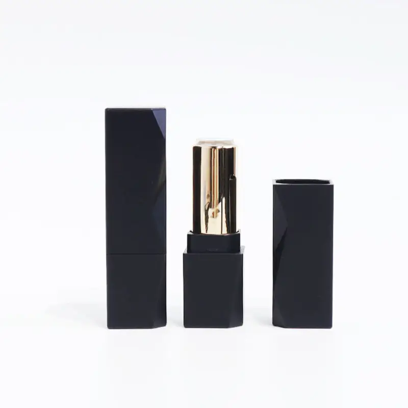 Wholesale customized 3.5g lipstick container square black Empty Chap stick Lip Gloss Container Beige Lip Balm Tubes