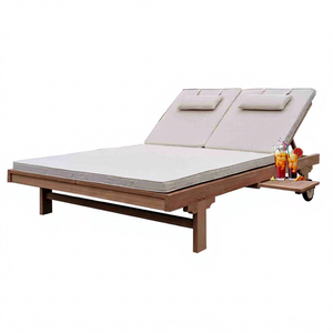 Tumbona Doble de Teca Sólida para Exteriores, Cojín Resistente al Agua, Diseño Moderno Plegable, Madera Duradera, Ecológica para Jardín y Parque - Product Image 1