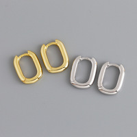 Dainty Anting-Anting Wanita Lapis Emas, 925 Sterling Silver Bentuk Oval