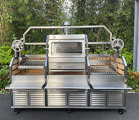 Grande Barbecue Grill de Restaurant en Acier Inoxydable, Style Argentin, à Charbon de Bois, pour Extérieur, Réglable, en Métal