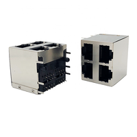 Connecteurs Ethernet RJ45 modulaires empilables Coorle 5921 2x2 ports, femelles, blindés, entrée latérale, soudure DIP, boîtier PBT noir