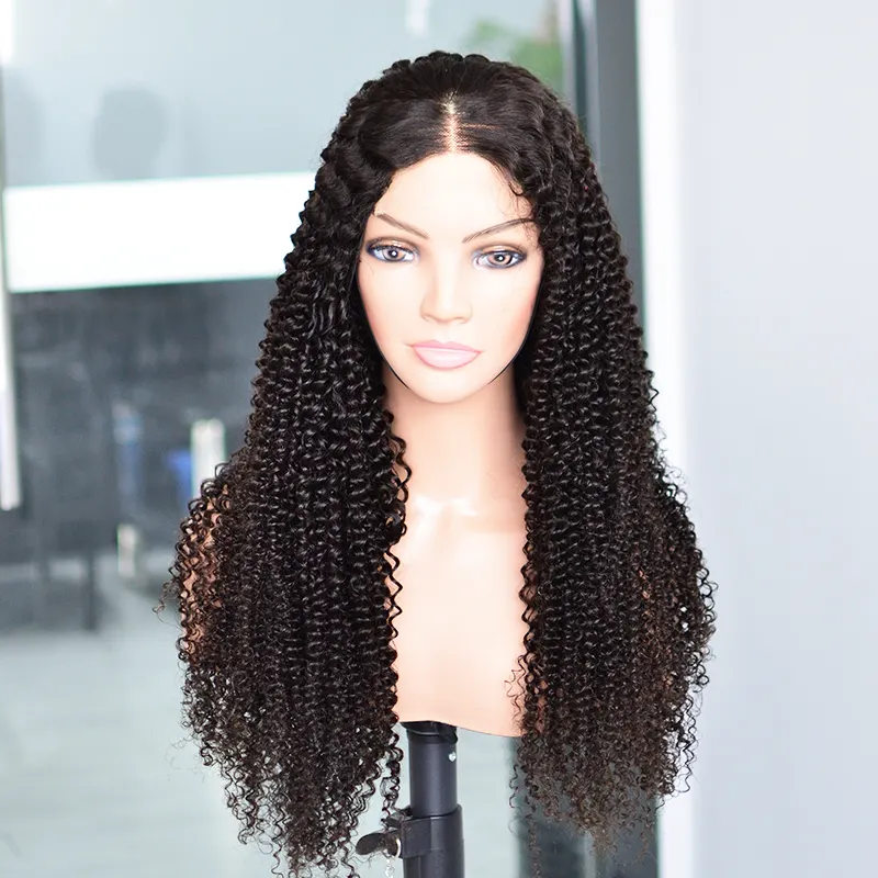 Natural hairline pre plucked hd lace closure wholesale kinky curly wholesale wigs