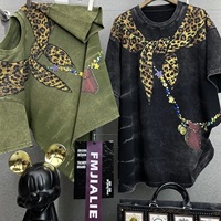 8558/FANMAJIALIE Pabrik Pemasok Berkualitas Kaos Wanita Berlian Ukuran Besar Tahan Lama Berkilau Fashion Patch Top Pakaian Fashion