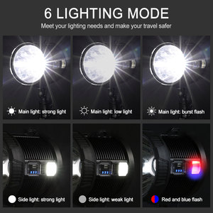 Linterna LED Portátil Súper Potente, Reflector de Búsqueda para Exteriores con Luz COB, Panel Solar y Carga Tipo-C - Product Image 6