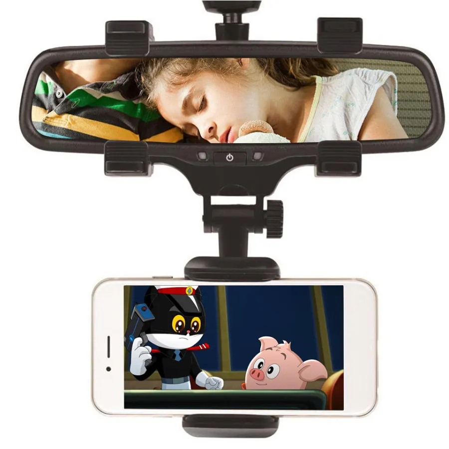 Universal Car Rearview Mirror Phone Holder 270 Degree Swivel Universal Smartphone Cradle Car Phone Mount Stand