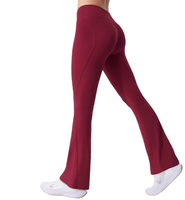 Pantalon de yoga pour femme à taille haute, effet galbant des hanches, micro-évasé, très élastique, respirant, longueur intégrale, motif uni, sensation seconde peau, pour le sport