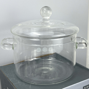 Olla de cocina de vidrio transparente de vidrio resistente al calor de alto nivel con mango de tapa Juegos de contenedores de alimentos de vidrio - Product Image 5