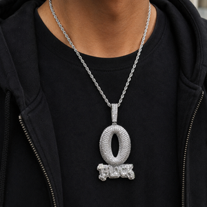 Pendentif Iced Out O Block en gros, couleur or 18 carats, cuivre, zircon 5A, style Hip Hop Streetwear, avec chaîne en corde - Product Image 6