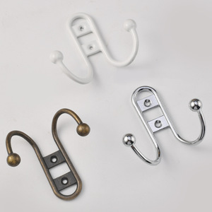 Wall Mounted Double <b>Hook</b> Zinc Alloy Antique Bronze Chrome White For Bathroom <b>Kitchen</b> Door Wall Use - Product Image 3