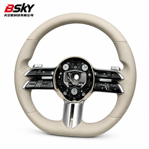 Volante de Cuero Premium para Mercedes-Benz W205 C300 C63 W213 E 300 W22 2 S 500 X2 53 GLC 300 C2 53 <span class=keywords><strong>G</strong></span> LC43 <span class=keywords><strong>A205</strong></span> C205 Beige - Product Image 6