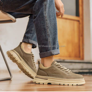 Bottes en cuir microfibre rétro pour hommes, imperméables et antidérapantes à lacets, bottes texanes pour hommes - Product Image 5