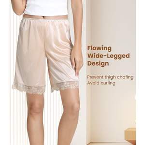 Shorts de satén personalizados para mujer con ribete de encaje, elegantes para usar bajo vestidos, pantalones cortos tipo bloomer, ropa de dormir de verano - Product Image 3