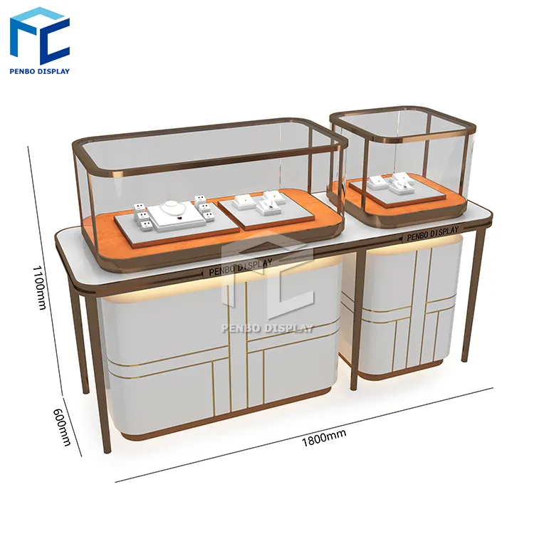 Mostrador de joias de luxo, mostrador com design de fechadura para loja de armário de joias