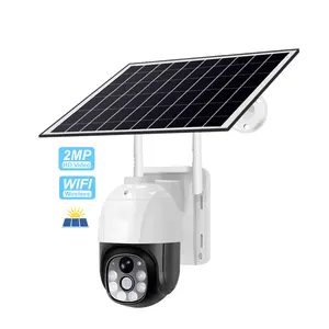 2MP太阳能IP摄像机4G Sim双镜头室外10xzoom PIR人体检测闭路电视摄像机低功耗