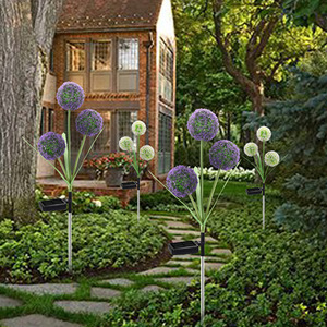 Luces solares de jardín con forma de diente de león, 3 cabezas LED, alimentadas por energía solar, impermeables, decorativas para exteriores, con estaca para jardín, patio. - Product Image 4