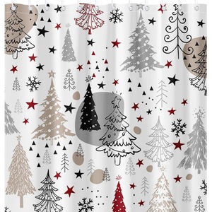Rideau de Douche en Polyester Imprimé Numérique Personnalisé Motifs Arbres Pastel, Étoiles et Flocons de Neige, Imperméable, Vente en Gros - Product Image 2