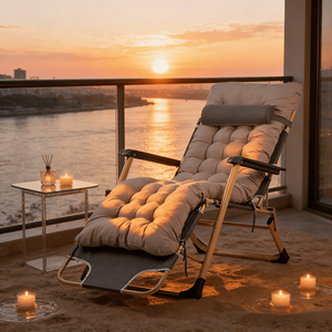 Sedia da Spiaggia Pieghevole a Gravità Zero, Sdraio Reclinabile Regolabile con Cuscino Spesso, Telaio in Metallo Resistente per Esterni - Product Image 5