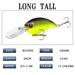 Gran Oferta: Señuelo de Pesca Artificial de Plástico Duro de 10cm y 13.6g, Tipo Wobbler Crankbait de Buceo Profundo con Lengüeta Larga para Zander y Bacalao - Product Image 4