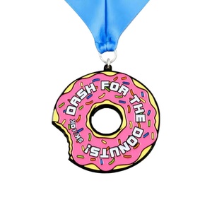 Medallas de donut de diseño personalizado estilo antiguo para carreras virtuales, al por mayor, de aleación de zinc, premio dorado, trofeos deportivos, medallas de anime de la Cruz - Product Image 2