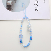 Nouvelle chaîne de téléphone Ours de dessin animé couleur bonbon, sangle pendentif DIY pour coque de téléphone, breloque de sac carrée à carreaux électroplaquée