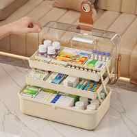 Boîte de rangement pour médicaments et cosmétiques en plastique PP à 3 couches avec poignée, design pliable, écologique et durable, trousse de premiers soins à domicile