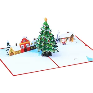 Groothandel Hoge Kwaliteit 3d Pop-Up Kerstkaarten Handgemaakte Pop-Up Wenskaarten