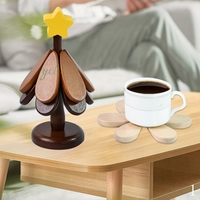 Décoration de la maison 3pcs pliable bois plats chauds dessous de plat accessoires tapis de table arbre en bois sous-verres ensemble pour cuisine et salle à manger