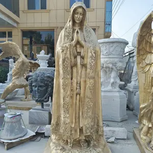 Decorazione interna statua religiosa su misura a grandezza naturale bronzo preghiera vergine maria statua per la vendita