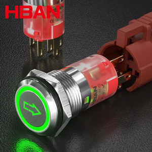 Anillo de interruptor de botón a prueba de agua IP67, lámpara Led de <span class=keywords><strong>Color</strong></span> verde iluminada, símbolo de flecha, botón de Control de equipo de 19mm 1no1nc - Product Image 1