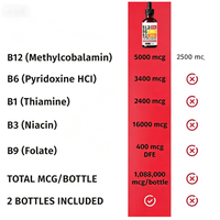 Gouttes liquides de vitamine B12 60 ml saveur framboise avec vitamine B6+B1 etc. Soutien multivitaminé pour la récupération énergétique, la santé du cerveau et du cœur