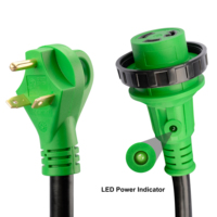 Kabel Listrik RV 30amp, Kabel Ekstensi RV TT-30P L5-30R 10AWG 3 Kaki dengan Konektor Pengunci dan Indikator Daya untuk Camper
