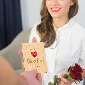 Tarjeta de Aniversario de Madera con Diseño de Rompecabezas de Corazón, Regalo Romántico para Esposa/Esposo/Novia/Novio - Product Image 2