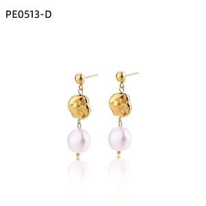 เอมี่ เอมี่ต่างหูมุก มุกเทียมทรงกลม ชุบทองชมพู ต่างหูแบบห้อยสำหรับผู้หญิง สวมใส่ได้ทุกวัน สไตล์คลาสสิก - Product Image 1