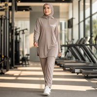 Ensemble de vêtements de sport musulmans personnalisés imprimés Zaynab, haut à manches longues, leggings à haute élasticité, vêtements de sport musulmans pour la plage et la natation