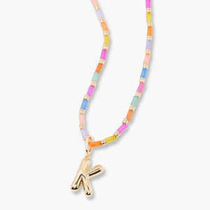 Collar de Plata de Ley 925 con Iniciales de Burbuja Coloridas Gemnel, Collar de Piedras Naturales Hecho a Mano, Gargantilla Boho de Playa con Cuentas para Mujer - Product Image 5