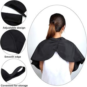 Robe de barbier imperméable en polyester pour adultes avec logo personnalisé, robe de beauté pour le maquillage, cape de salon noire pour filles - Product Image 2