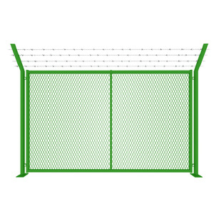 Clôture de zone sécurisée Xinmuyuan, 3,2 m de haut x 1,5 m de long, en fil d'acier à faible teneur en carbone, vert foncé, enduit par immersion, pour aéroport - Product Image 1