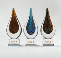 Trophée en verre goutte d'eau coloré de haute qualité en gros Design unique gravé au laser ange thème prix Souvenir modèle cadeau