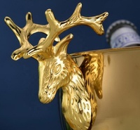 Seau à glace en acier inoxydable 304 tête de cerf doré champagne, seau à glace pour champagne