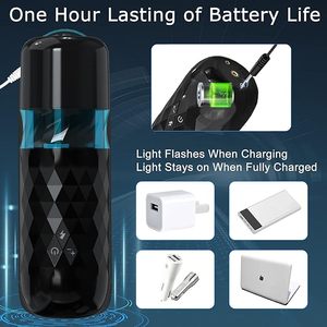 Masturbateur masculin : Godet vibrant et rotatif avec 10 modes de poussée, jouet sexuel de poche pour hommes - Product Image 4