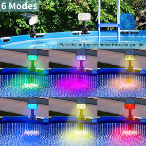Luces <span class=keywords><strong>solares</strong></span> RGB <span class=keywords><strong>para</strong></span> piscina, impermeables <span class=keywords><strong>para</strong></span> exteriores con 6 modos, valla de pared de plástico, montaje en tierra, <span class=keywords><strong>focos</strong></span> de jardín con energía solar - Product Image 3