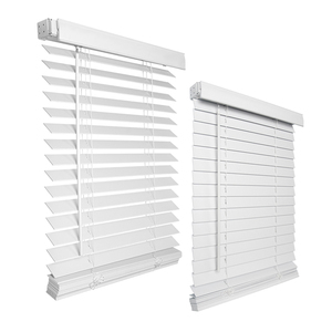 Cordless Built-In Horizontal Plain 2 Inch Wood Slat American Modern Design Customizable French Window <strong>Wide</strong> Blade Faux <strong>Blinds</strong> - Product Image 5