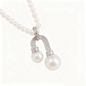 Accessoires en perles DIY, pendentif en argent S925 avec perle ronde de 8 à 11 mm, support double perle 31455 en or et argent, composants de bijoux - Product Image 5