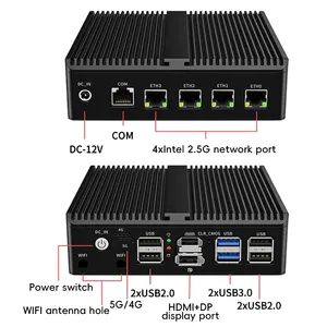 X86 Fanless Mini Computer Alder Lake N100/N305 2.5GbE Support LTE 4G/5G+WIFI Embedded X86 12V Industrial Fanless Mini PC Win 10/11