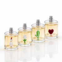 Atomiseur en verre transparent avec breloque bonhomme de neige de Noël à l'intérieur, 100 ml, pour coffret cadeau de Noël, vente au détail et en gros