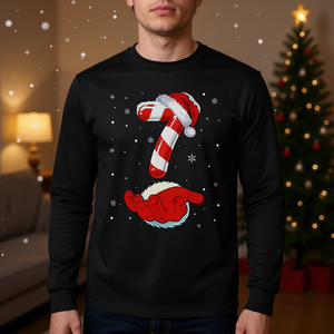 Camiseta navideña de manga larga con diseño de bastón de caramelo número 7, pijamas a juego con diseño de meme - Product Image 3