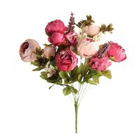 Bunga Peony Sutra Buatan 13 Tangkai Gaya Eropa, Hiasan Dekoratif untuk Ruang Tamu, Meja Makan, dan Rumah