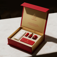 Boîte magnétique personnalisée et boîte cadeau bleue pour ensemble de soins de la peau et emballage de luxe en papier haute densité